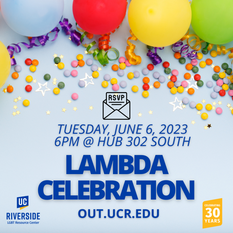 LGBTRC Lambda Celebration "30 Years of R'Pride" - RSVP NOW (Tuesday, June 6, 2023) 6 pm at HUB 302