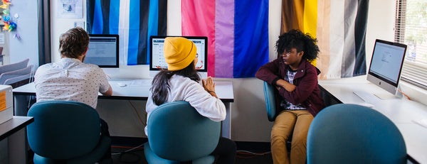 LGBTRC students working in computer lab.