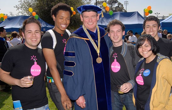 LGBTRC students hanging out with UCR leadership.