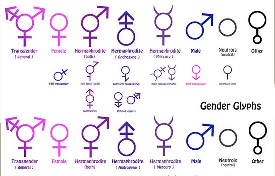 LGBTRC UCR Trans Guide with gender symbols.