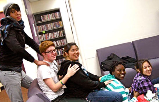 LGBTRC students hanging out in office.